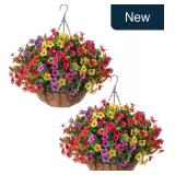 HyeFlora 2 Set Faux Daisy Hanging Baskets