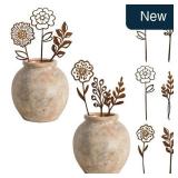 Lumdecor Rustic Metal Flowers 6-Pk Garden Stakes