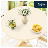 Moosfor 45'-56' Round Fitted Tablecloth, Beige