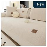 Sherpa Fleece Sofa Cover 36x47 Beige White 1 Pcs