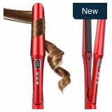 Heat-Up 2-in-1 Hair Straightener Curler, Black