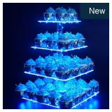 YestBuy 4-Tier Cupcake Stand w/ Blue Lights, 50