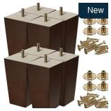 Hoteam 8-Pc 5' Square Wood Sofa Legs, Brown