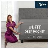 DeaLuxe Twin XL Deep Pocket Fitted Sheet Grey
