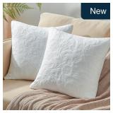 Bailix 18'x18' Jacquard Pillow Covers 2-Pk White
