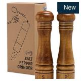 Oak Wood Salt & Pepper Grinder Set 8' 2-Pk