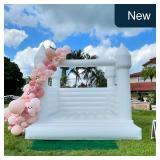 White Bounce House 13x13x10FT for 6 Kids/4 Adults