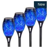 Blue Solar Torch Light 4-Pk Outdoor Flicker