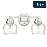 Emak 2-Light Brushed Nickel Vanity Light