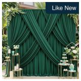Hunter Green 50ft x 14ft Backdrop Curtains 10-Pk