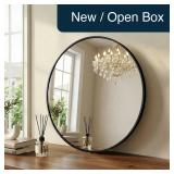 24' Black Round Bathroom Wall Mirror