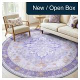 RELEANY 6ft Round Area Rug, Purple