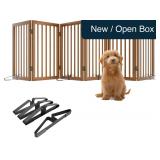 Walnut Bamboo Freestanding Dog Gate 110' Wide