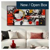 Framed Red Black White Gold Wall Art 60x30