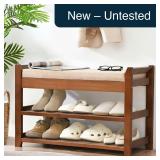 PETKABOO Shoe Rack Bench Beige Cushion 2-Drawer