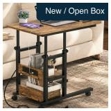Mobile C Shaped End Table w/ Charging Station