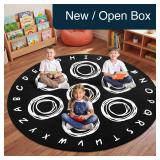 Teenyyou 6.5ft Black White Alphabet Classroom Rug