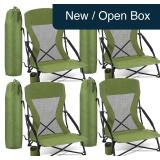 Menkxi 4-Pk Low Beach Chairs, Army Green