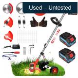 21V Cordless Electric Weed Eater, 2 Battery, Red