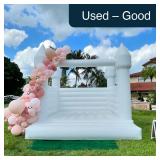 White Bounce House 13x13x10FT 6 Kids 4 Adults