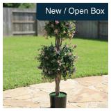 Set of 2 37' Artificial Topiary Tree, Purple