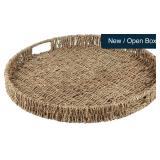 Large 20' Round Wicker Tray, Natural Seagrass