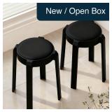 Timati 2 Set Black Dining Chairs, PU Leather