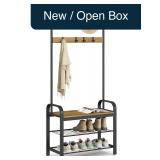 VASAGLE 4-in-1 Hall Tree Coat Rack, Shoe Bench