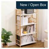 4-Tier Bamboo Open Bookcase, White