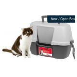 IRIS USA Large Corner Cat Litter Box, Dark Gray