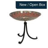 Achla 16' Round Brass Red Birdbath w/ Iron Stand