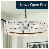 Black Flower Glass Chandelier 4-Light D20' H5.9'