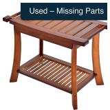 Teak Shower Stool 24' 350 Lbs Capacity 2-Tier