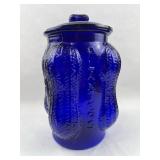Planters Cobalt Glass Peanut Jar w/ Lid