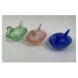 Trio Glass Hen on Nest Lidded Dishes