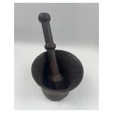 Antique Cast Iron Mortar and Pestle Set