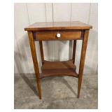 Antique American Wood Side Table, Shelf