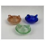 Trio Pressed Glass Hen on Nest Dishes