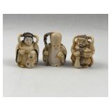 Shunzan 3 Ivory Netsuke Fortune Deities