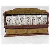 Griffiths' Milk Glass Spice Jars & Rack