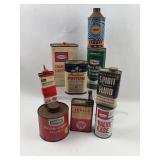 9 Vtg Auto & Household Advertising Tins