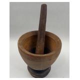 Vtg Turned Hardwood Mortar & Pestle Set