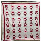 American Red & White Basket Quilt Top