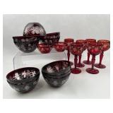 19 Ruby Cut-to-Clear Grapevine Glass