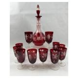Ruby Cut-to-Clear Grape Decanter Set
