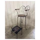Iron & Wood Shoeshine Chair w/ Drawer