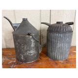 Pair Vtg Metal Kerosene & Oil Cans