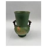 Roseville Pinecone Handled Green Vase