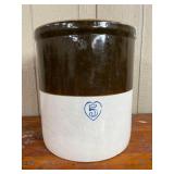 Two Tone Stoneware Heart Stencil Crock