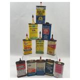 12 Vtg Advertising Tin Oil & Fuel Cans